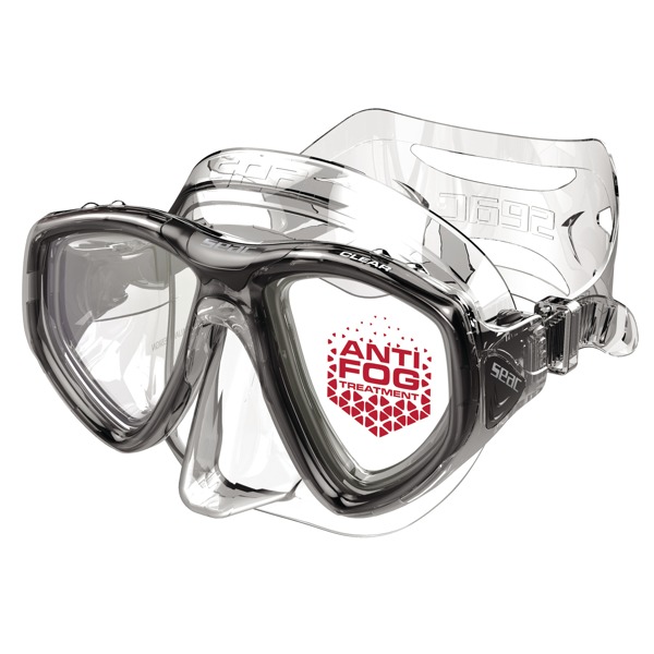 SEAC Clear Antifog Tauchmaske – Schwarz/Transparent, transparentes Silikon