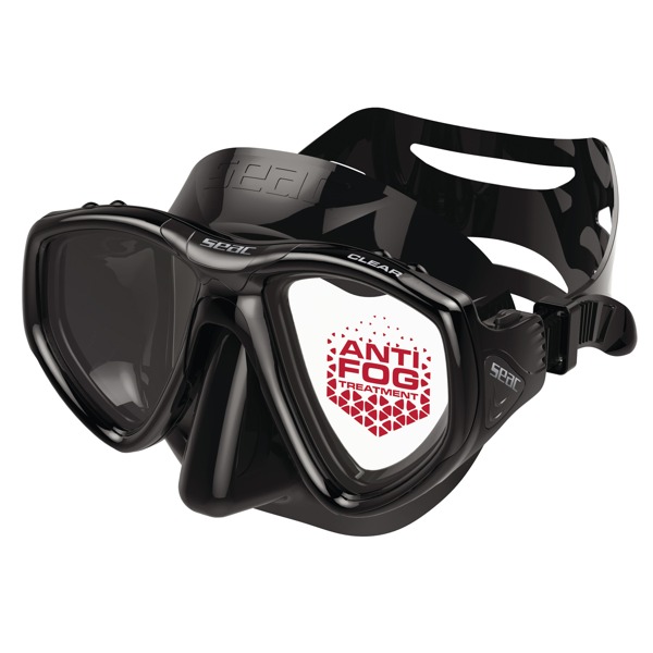SEAC Clear Antifog Tauchmaske – Schwarz, schwarzes Silikon